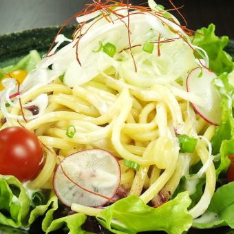 Champon noodles and fresh salad