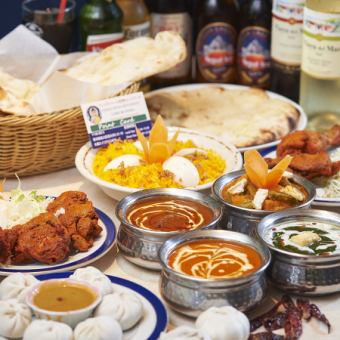 【パーティーBコース】飲み放題120分、チキンカティカバブ等の本格インネパ料理が楽しめる3580円