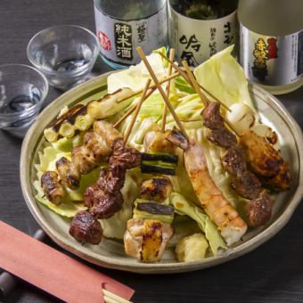 [120 minutes all-you-can-drink included] Akariya skewer set of 8 skewers 4,000 yen (tax included)