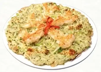 エビチーズスズシロゼン(海老と大根とブロッコリーのチーズチヂミ)
