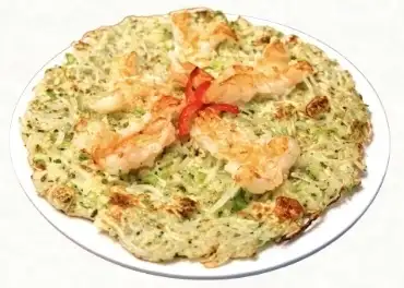 エビチーズスズシロゼン（海老と大根とブロッコリーのチーズチヂミ）