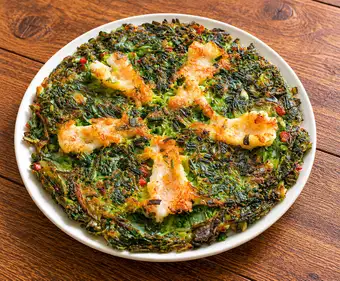 Shrimp, chives, and green onion pancake (Jeon)