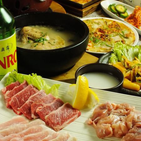 【Omoni烤肉套餐】猪肉肥猪肉，排骨，内脏......9道菜，包括生啤酒120分钟，4000日元