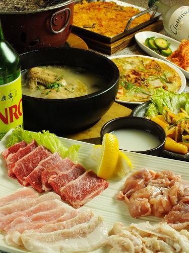 【Omoni烤肉套餐】豬肉肥豬肉，排骨，內臟......9道菜，包括生啤酒120分鐘，4000日元