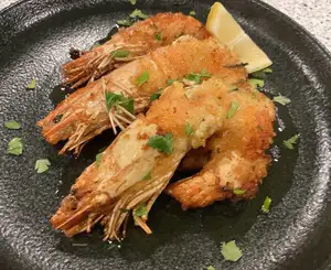 有頭海老の香草パン粉焼き