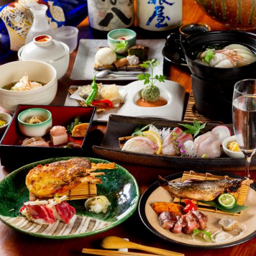 旬の味覚を堪能。季節の魚、湯葉、生麩、黒毛和牛