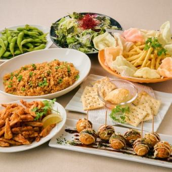 【当日供应】涩谷限定套餐，包含6道菜和生啤，2小时畅饮，价格3000日元（含税）