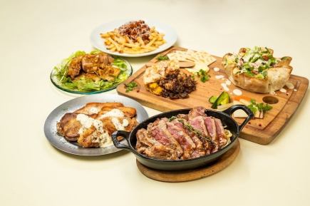 【月、火、水、木限定3H飲放題付】サーロインステーキ付♪贅沢なお肉尽くしコース4980円（税込）