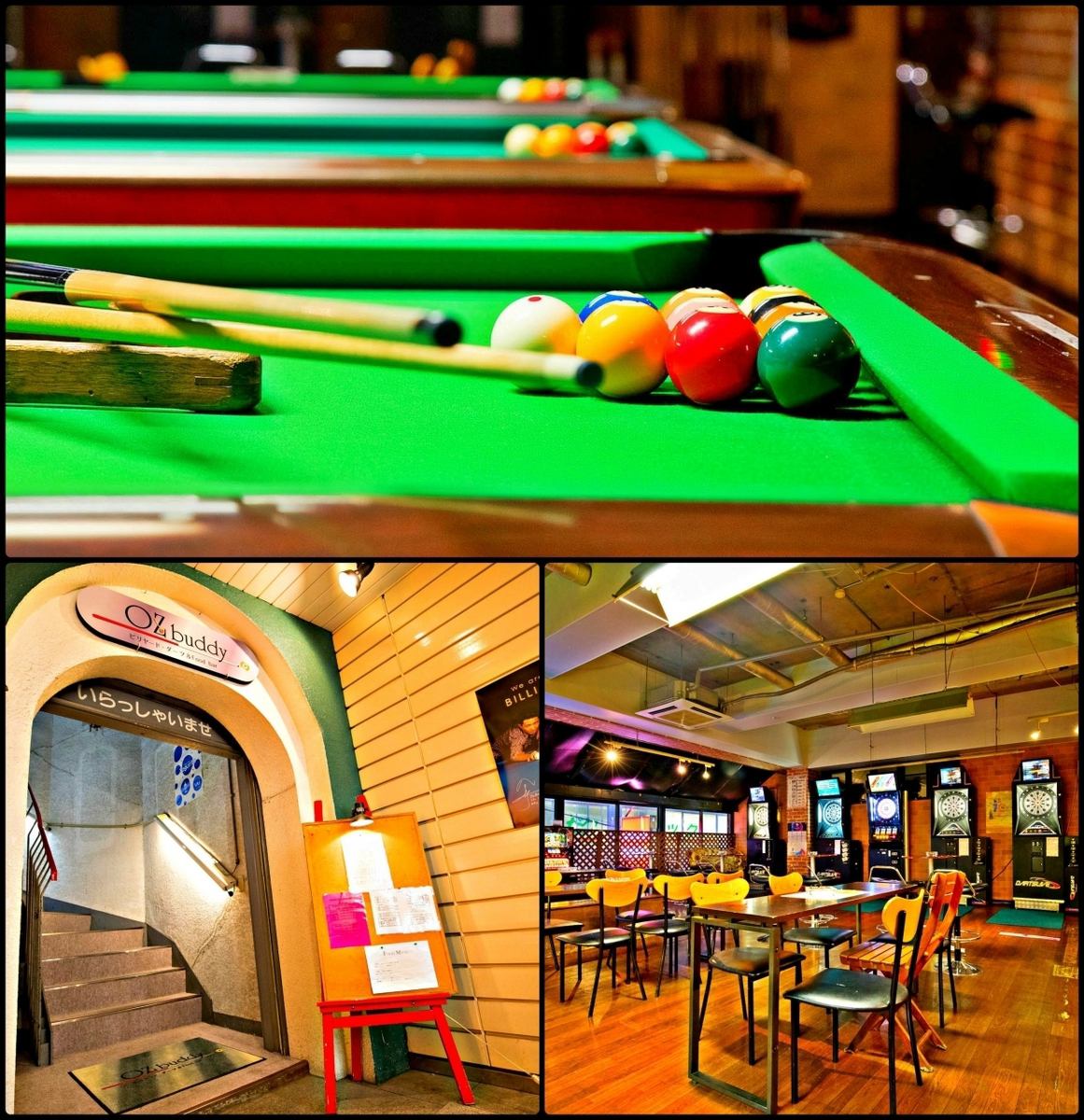 [Billiards, darts, slots available] Entertainment BAR with delicious food