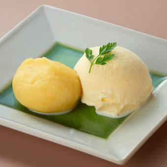 あつあつお芋とバニラアイス 
