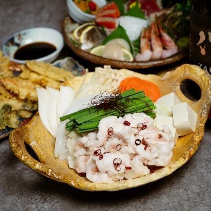 【3時間飲み放題】お鍋や旬菜と旬魚の天ぷらなど全9品『萬寿コース』5280円→4280円