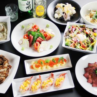 【お料理のみ】刺身の盛り合わせや、エビのウニあん焼きなど9品、シェフ渾身コース◆3850円