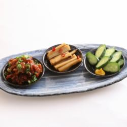 Assortment of three kinds of pickles