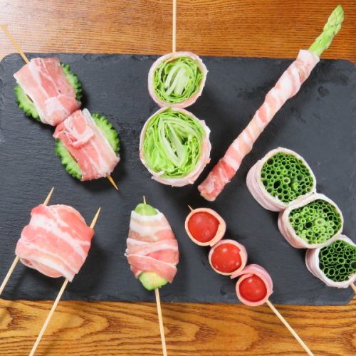 Very popular with women !! Vegetable roll skewers from 220 yen available !!