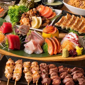 海鮮寿司と焼き鳥と餃子 全100種食べ放題＆3時間飲み放題プラン3,980円⇒2,980円（税込）