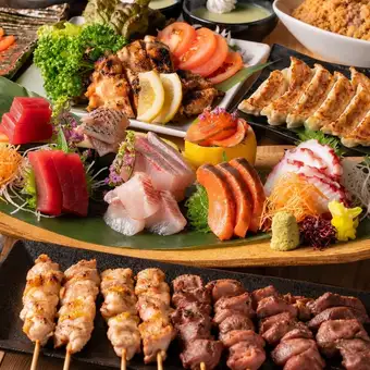 海鮮寿司と焼き鳥と餃子 全100種食べ放題＆3時間飲み放題プラン3,980円⇒2,980円（税込）