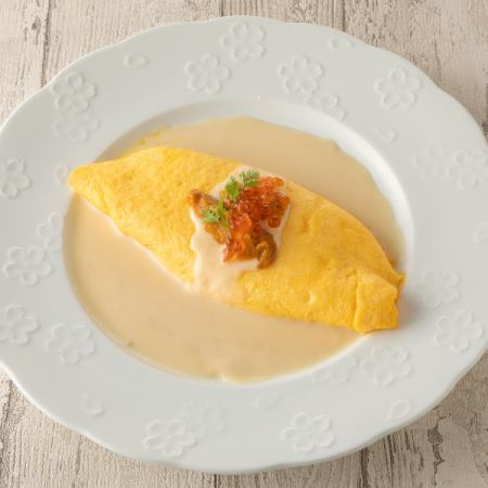 Melty cheese omelette with sea urchin cream sauce