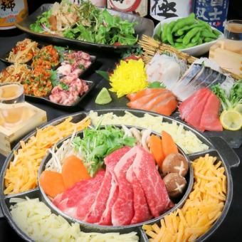 【贅沢宴会◎和牛のお鍋＆お刺身3種】2.5時間飲み放題付8品4780円(税込)!!!