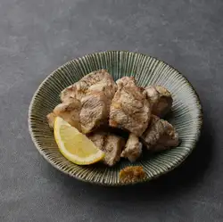 Grilled chicken breast over charcoal (with sauce/salt)