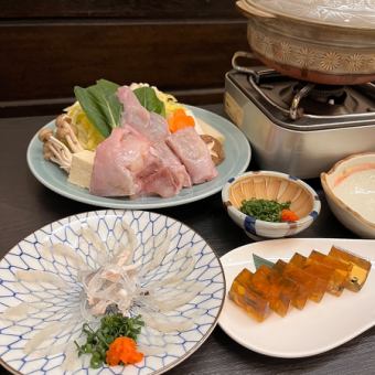 とらふぐコース◎9500円（税込）とらふぐひれ酒・とらふぐ唐揚げなどのとらふぐ8品