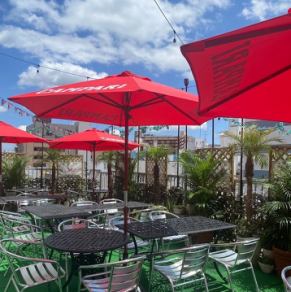 Terrace seats on sunny days