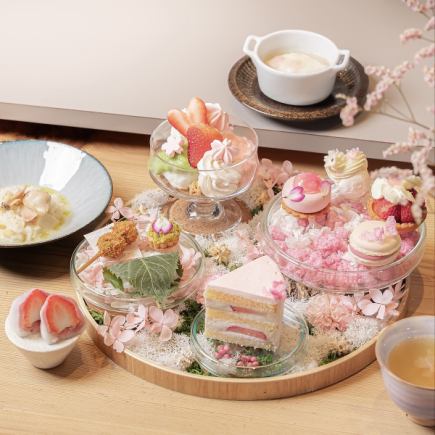 【2/25～4/5◆15:00開始】桜と苺のアフタヌーンセット/6,980円(税込)