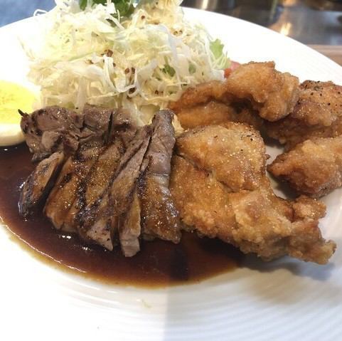 ステーキ＆鶏の唐揚げ（Bランチ）