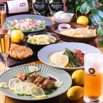 【夏季限定】2H飲み放題付♪爽やかレモンとビア愉しむコース☆アヒージョやチキングリル等全6品