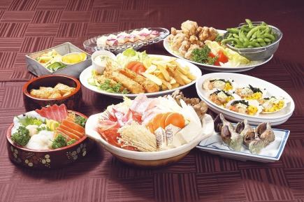 刺身盛り合わせなど料理8品キリン一番搾り含120分飲み放題付4500円