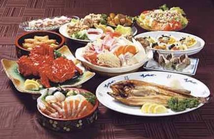 カニ・ホタテ・青ツブなど料理9品キリン一番搾り含120分飲み放題付5500円