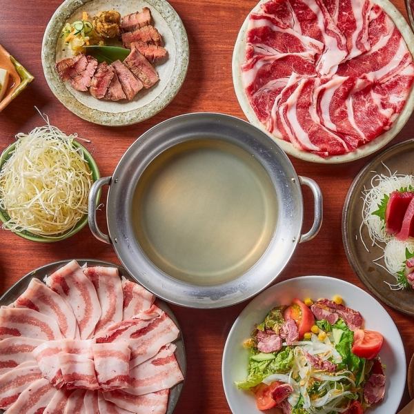 【含3小时畅饮】可选菜品:猪骨火锅/黑猪涮涮锅/牛排/寿喜烧/马肉刺身/鲜鱼/生蚝 “往返套餐” 5,500日元