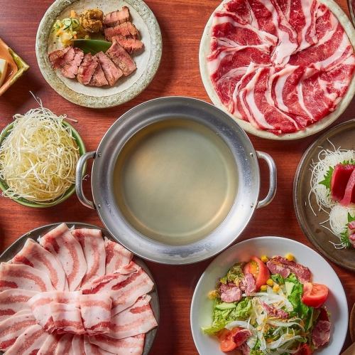 【3h飲み放題付】選べる“もつ鍋/黒豚しゃぶ/ステーキ/すき焼き馬刺し.鮮魚.牡蠣など『周遊コース』5500円