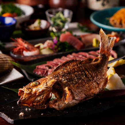 ■3H生付飲み放題『一刻コース』鮮魚アーチ盛りやキンキ姿炉端焼き等<全10品>7000円⇒6000円