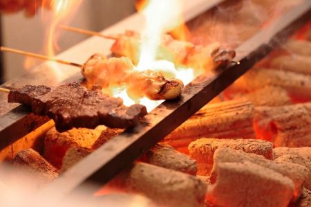 Authentic charcoal grilled skewers