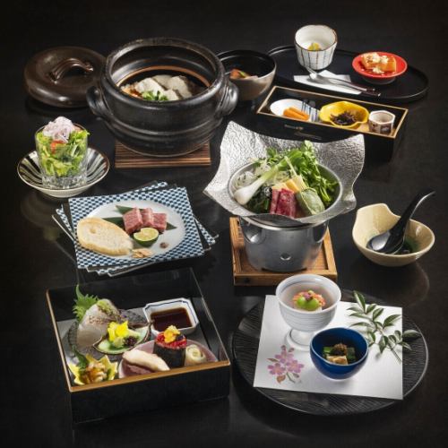 【순의 회석 코스】흑모 일본소 스테이크나 가시 탄력 냄비, 게의 가마솥 등 전 9품⇒12,300엔