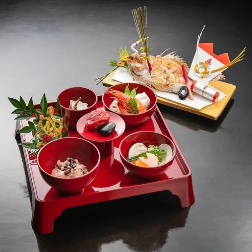 A special meal set for a baby's first meal, complete with a teething toy.