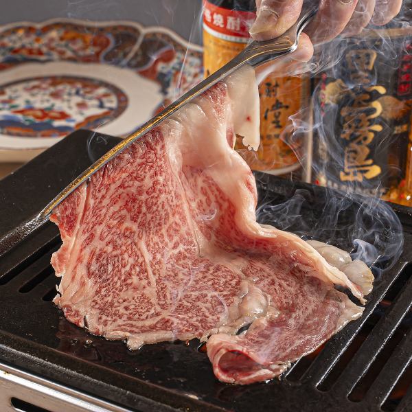 【こだわりの薄切り大判カット】坂元牛サーロイン焼きしゃぶ　1枚・卵付き1190円(税込)