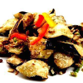 Fried eggplant with pepper