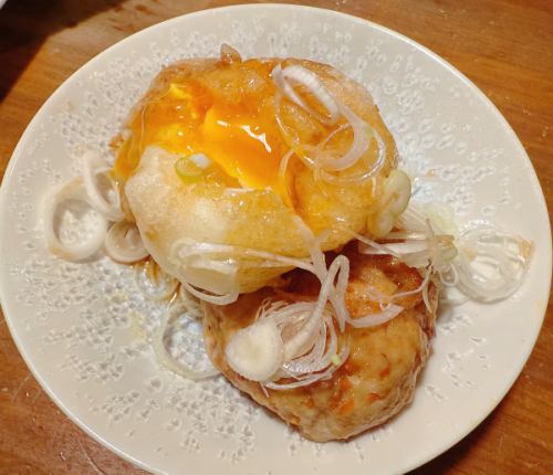 照烧鸡肉丸子和鸡蛋天妇罗