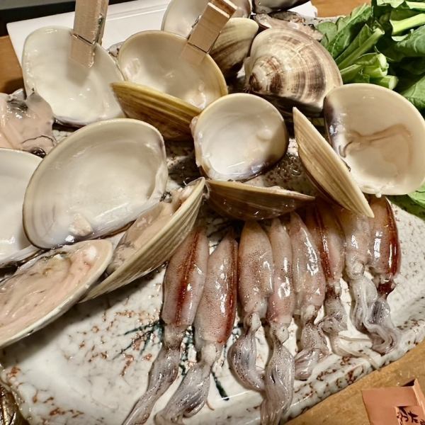 はまぐりと、ホタルイカしゃぶしゃぶしゃぶ