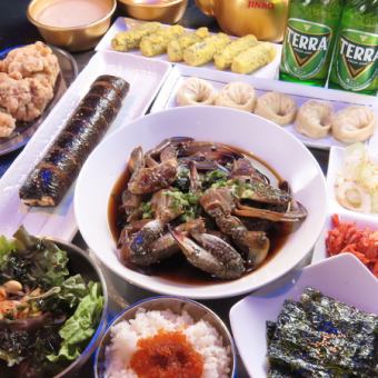 [如果你喜歡韓國菜，你一定會想嘗試！]Gangjang Gejang套餐 - 10道菜+120分鐘無限暢飲（需要預約）