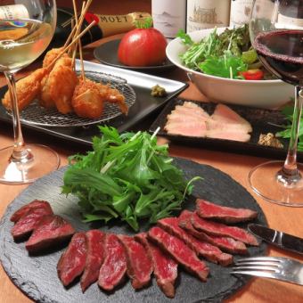 [Great for New Year's parties and farewell parties] All-you-can-drink course where you can enjoy both lean Wagyu steak and skewers (tax included)