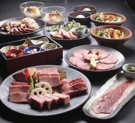 [Sai course/Individual yakiniku platter] 9 items including Wagyu beef cutlet, sirloin, beef tongue, etc.