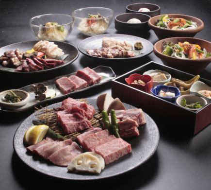 [Hana Course/Individual Yakiniku Selection] Total of 8 items including Wagyu Aichibo, Nakaochi Rib, Beef Tongue, etc.