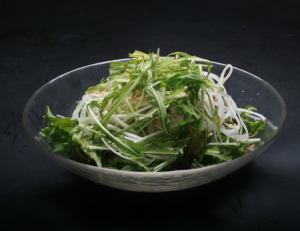 Mizuna and onion salad