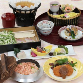 【春季特别餐】鱼涮小火锅“Asebi” ◇ 共8道菜 ◇ 5,500日元（含税、含服务）