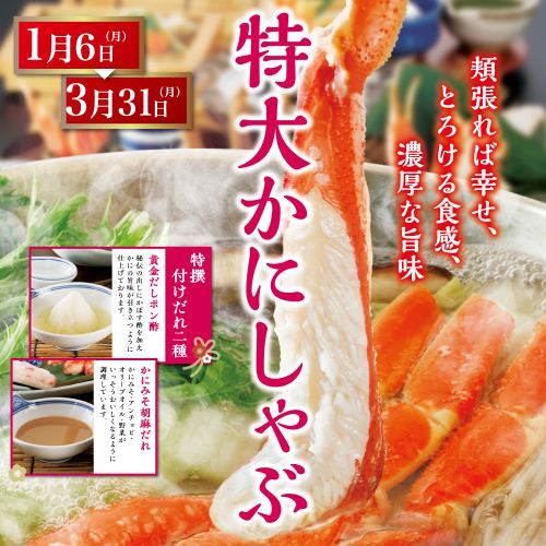 Extra-large crab shabu-shabu fair now on! Limited time offer from January 6th to March 31st