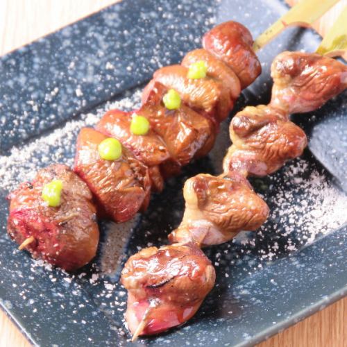 Our signature charcoal grilled skewers from 180 yen