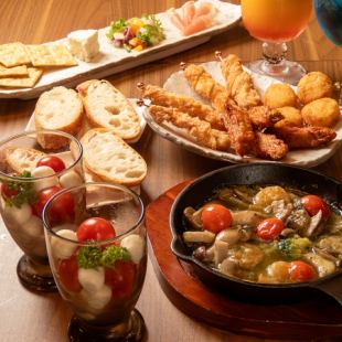 【ボリューム満点】料理充実のデザート付きコース 全9品 4000円(税込) ※7名様以上で貸切確約