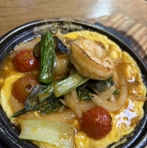 島野菜とぷりぷり海老チリ